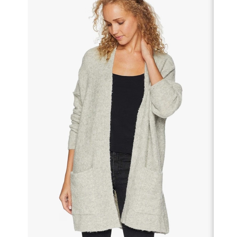 Free People Phantom cardigan XS Longline Open Front Mohair Wool beige oversized